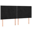 sengegavl med LED-lys 183x16x118/128 cm fløjl sort