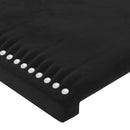 sengegavl med LED-lys 183x16x118/128 cm fløjl sort