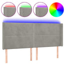 sengegavl med LED-lys 203x16x118/128 cm fløjl lysegrå
