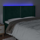 sengegavl med LED-lys 203x16x118/128 cm fløjl mørkegrøn