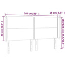 sengegavl med LED-lys 203x16x118/128 cm fløjl mørkeblå