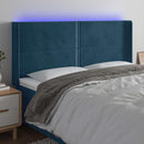 sengegavl med LED-lys 203x16x118/128 cm fløjl mørkeblå