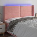 sengegavl med LED-lys 203x16x118/128 cm fløjl lyserød