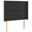 sengegavl med LED-lys 93x16x118/128 cm kunstlæder sort