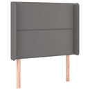 sengegavl med LED-lys 93x16x118/128 cm kunstlæder grå