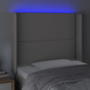 sengegavl med LED-lys 93x16x118/128 cm kunstlæder grå