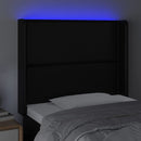 sengegavl med LED-lys 103x16x118/128 cm kunstlæder sort