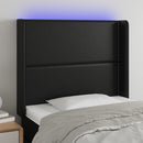 sengegavl med LED-lys 103x16x118/128 cm kunstlæder sort