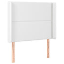 sengegavl med LED-lys 103x16x118/128 cm kunstlæder hvid