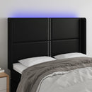sengegavl med LED-lys 147x16x118/128 cm kunstlæder sort