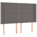 sengegavl med LED-lys 147x16x118/128 cm kunstlæder grå
