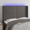 sengegavl med LED-lys 147x16x118/128 cm kunstlæder grå