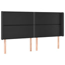 sengegavl med LED-lys 183x16x118/128 cm kunstlæder sort