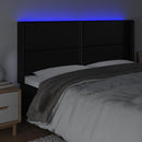 sengegavl med LED-lys 183x16x118/128 cm kunstlæder sort