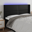 sengegavl med LED-lys 183x16x118/128 cm kunstlæder sort