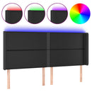 sengegavl med LED-lys 203x16x118/128 cm kunstlæder sort