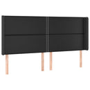 sengegavl med LED-lys 203x16x118/128 cm kunstlæder sort