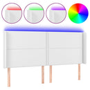 sengegavl med LED-lys 203x16x118/128 cm kunstlæder hvid