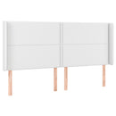 sengegavl med LED-lys 203x16x118/128 cm kunstlæder hvid