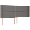 sengegavl med LED-lys 203x16x118/128 cm kunstlæder grå