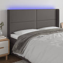 sengegavl med LED-lys 203x16x118/128 cm kunstlæder grå