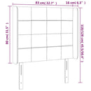 sengegavl med LED-lys 83x16x118/128 cm stof mørkebrun