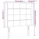 sengegavl med LED-lys 93x16x118/128 cm stof mørkegrå