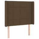 sengegavl med LED-lys 93x16x118/128 cm stof mørkebrun