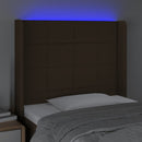 sengegavl med LED-lys 93x16x118/128 cm stof mørkebrun