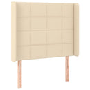sengegavl med LED-lys 93x16x118/128 cm stof cremefarvet