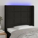 sengegavl med LED-lys 103x16x118/128 cm stof sort
