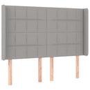 sengegavl med LED-lys 147x16x118/128 cm stof lysegrå