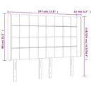 sengegavl med LED-lys 147x16x118/128 cm stof mørkegrå