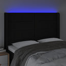 sengegavl med LED-lys 147x16x118/128 cm stof sort