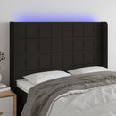 sengegavl med LED-lys 147x16x118/128 cm stof sort