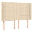 sengegavl med LED-lys 147x16x118/128 cm stof cremefarvet