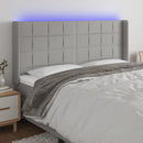 sengegavl med LED-lys 163x16x118/128 cm stof lysegrå