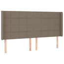 sengegavl med LED-lys 163x16x118/128 cm stof gråbrun