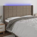 sengegavl med LED-lys 163x16x118/128 cm stof gråbrun