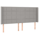 sengegavl med LED-lys 183x16x118/128 cm stof lysegrå