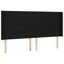 sengegavl med LED-lys 183x16x118/128 cm stof sort