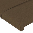 sengegavl med LED-lys 183x16x118/128 cm stof mørkebrun