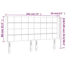 sengegavl med LED-lys 183x16x118/128 cm stof blå