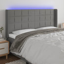sengegavl med LED-lys 203x16x118/128 cm stof mørkegrå