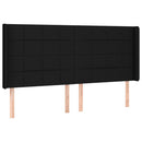 sengegavl med LED-lys 203x16x118/128 cm stof sort