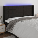 sengegavl med LED-lys 203x16x118/128 cm stof sort