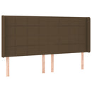 sengegavl med LED-lys 203x16x118/128 cm stof mørkebrun