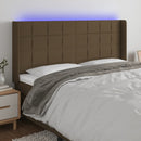 sengegavl med LED-lys 203x16x118/128 cm stof mørkebrun