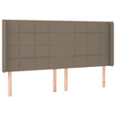 sengegavl med LED-lys 203x16x118/128 cm stof gråbrun