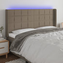 sengegavl med LED-lys 203x16x118/128 cm stof gråbrun